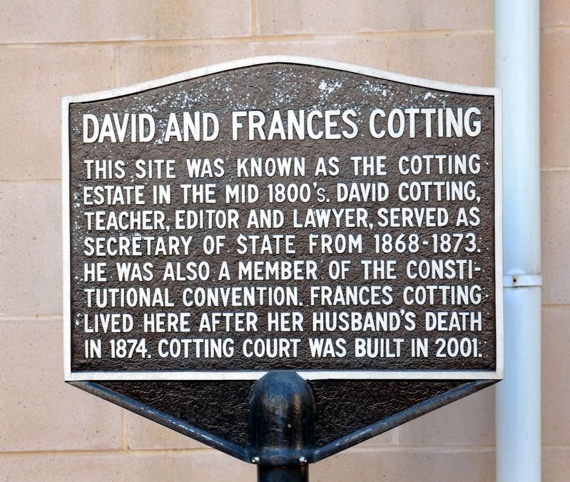 David and Frances Cotting Marker. Click for full size. David and Frances Cotting Marker image. Click for full size.