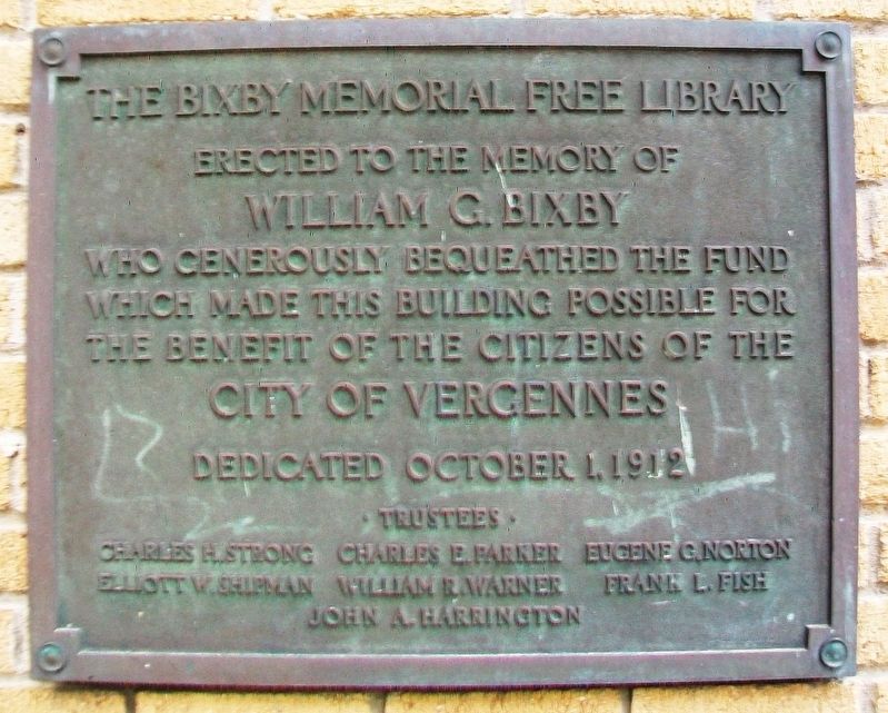 The Bixby Memorial Free Library Marker image. Click for full size.