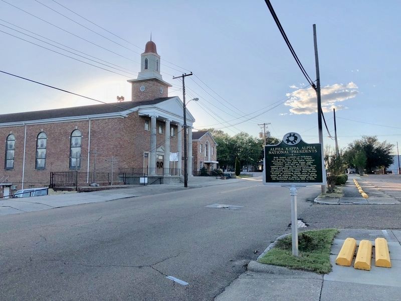 View of Alpha Kappa Alpha National Presidents Marker towards Travelers Rest Baptist Church.. Click for full size. View of Alpha Kappa Alpha National Presidents Marker towards Travelers Rest Baptist Church. image. Click for full size.