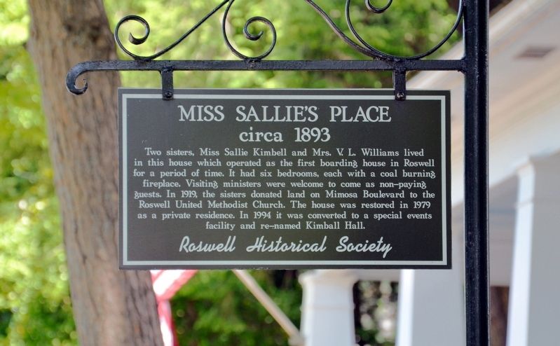 Miss Sallie’s Place Marker. Click for full size. Miss Sallie’s Place Marker image. Click for full size.