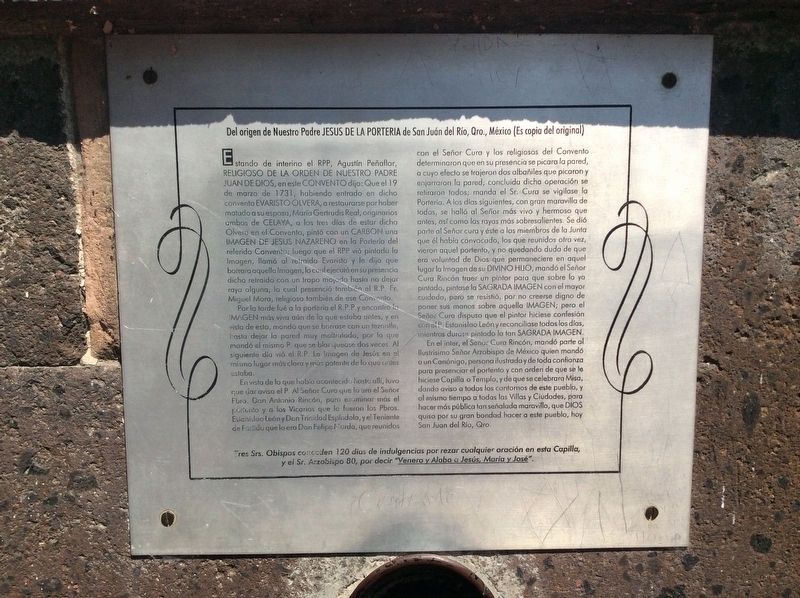 The Legend of Jesús de la Portería Marker. Click for full size. The Legend of Jesús de la Portería Marker image. Click for full size.