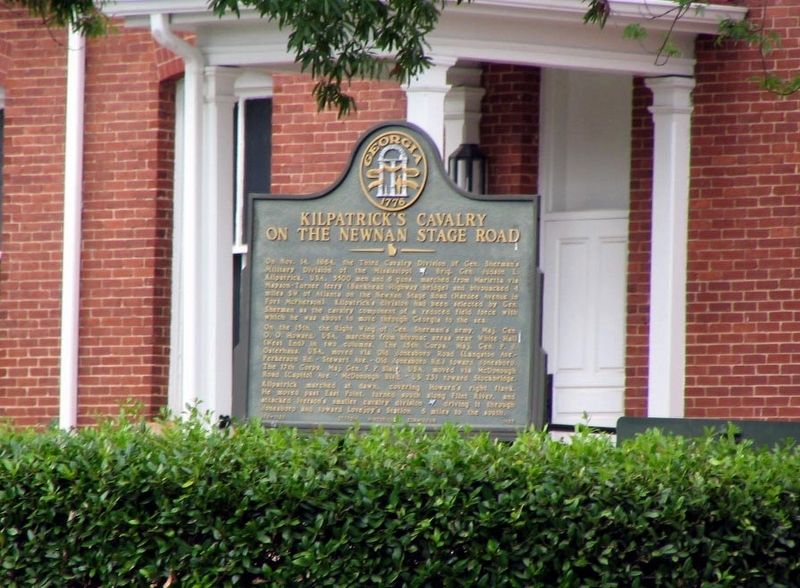 Kilpatrick’s Cavalry on the Newnan Stage Road Marker. Click for full size. Kilpatrick’s Cavalry on the Newnan Stage Road Marker image. Click for full size.
