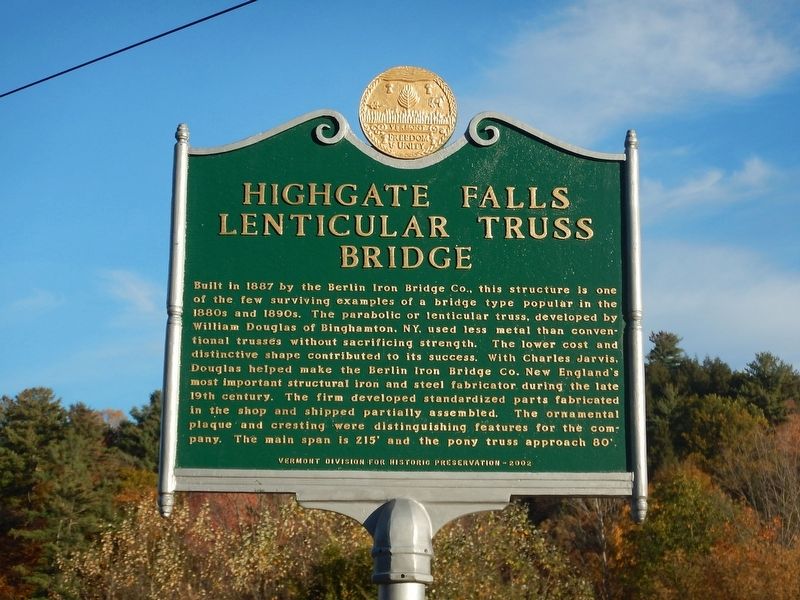 Highgate Falls Lenticular Truss Bridge Marker image. Click for full size.