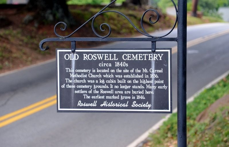 Old Roswell Cemetery Marker. Click for full size. Old Roswell Cemetery Marker image. Click for full size.
