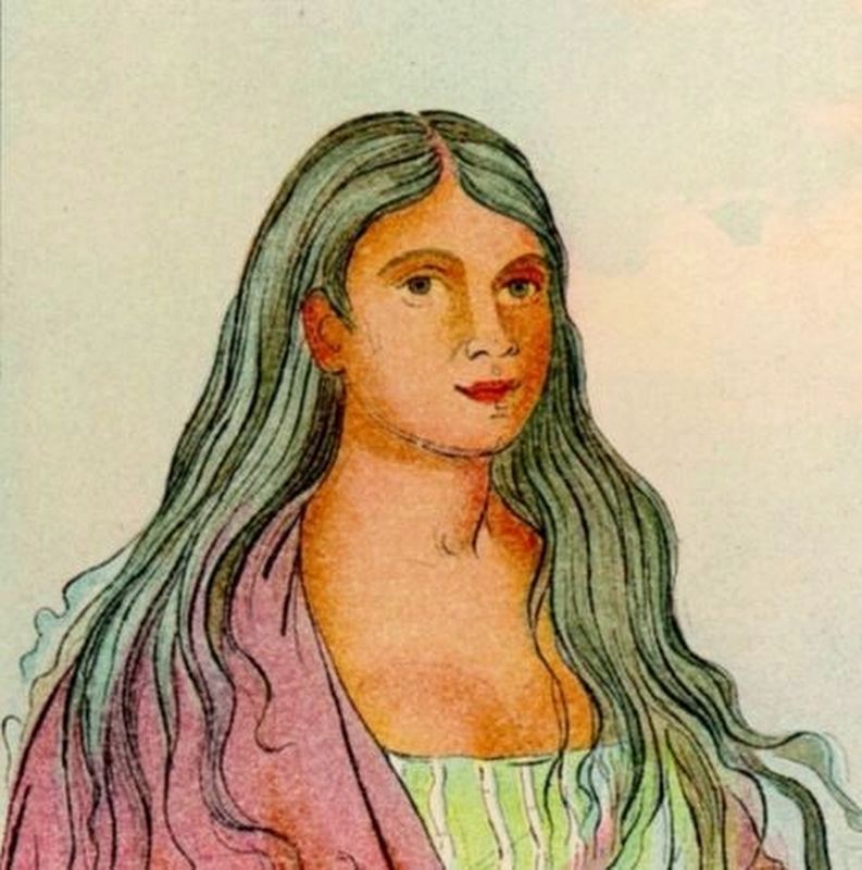 Another image of Ah-hee-te-wáh-chee, Cherokee woman image. Click for full size.