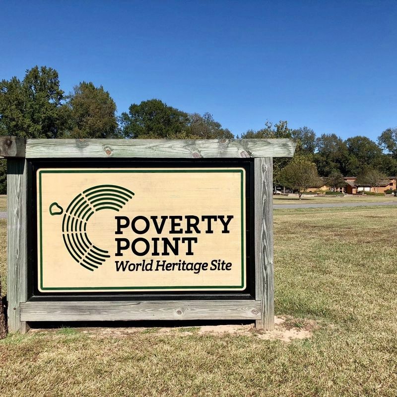 Poverty Point World Heritage Site entrance, with museum in background. image. Click for full size.