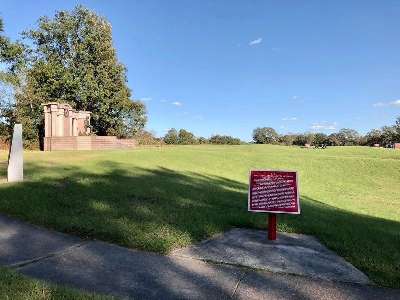 View of the redoubt in right background with Texas Memorial on left.. Click for full size. View of the redoubt in right background with Texas Memorial on left. image. Click for full size.