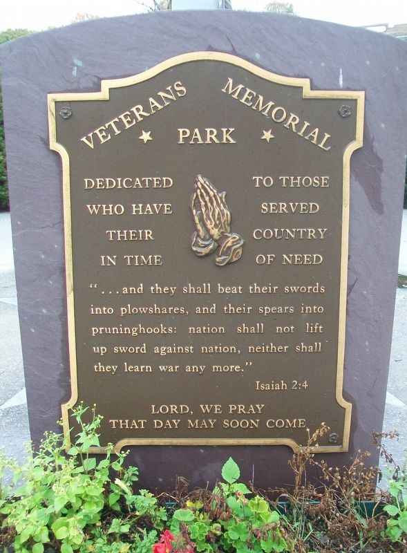 Veterans Memorial Park Marker. Click for full size. Veterans Memorial Park Marker image. Click for full size.