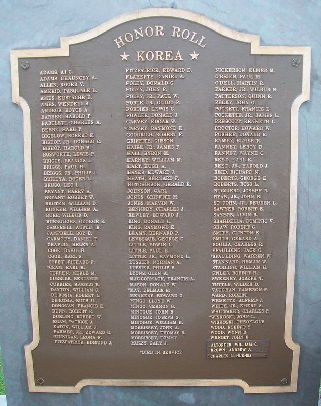 Veterans Memorial Park Korea Honor Roll. Click for full size. Veterans Memorial Park Korea Honor Roll image. Click for full size.