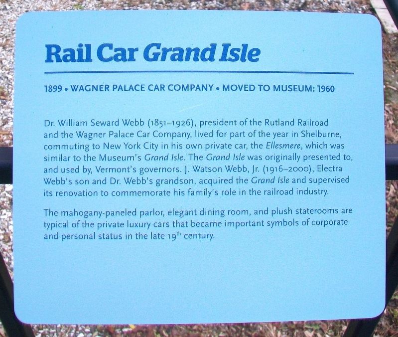 Rail Car <i>Grand Isle</i> Marker. Click for full size. Rail Car <i>Grand Isle</i> Marker image. Click for full size.