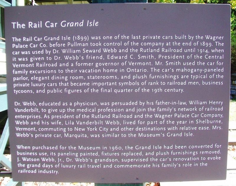 The Rail Car <i>Grand Isle</i> Marker image. Click for full size.
