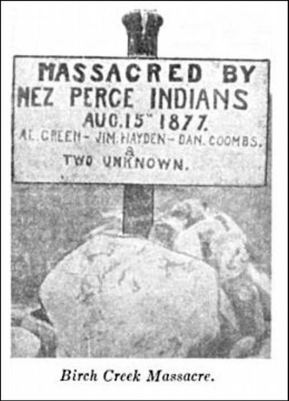 Massacred by Nez Perce Marker, first marker image. Click for full size.