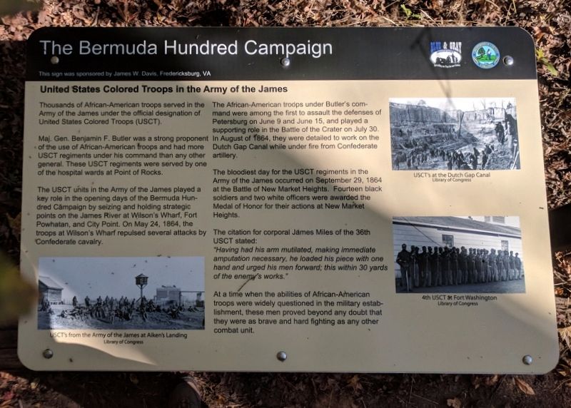 United States Colored troops in the Army of the James Marker image. Click for full size.