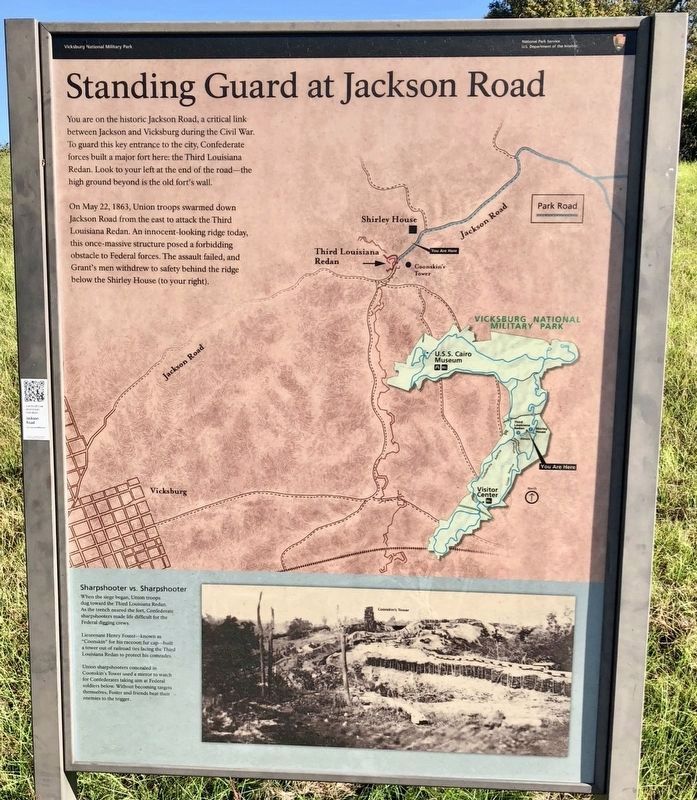 Standing Guard at Jackson Road Marker. Click for full size. Standing Guard at Jackson Road Marker image. Click for full size.