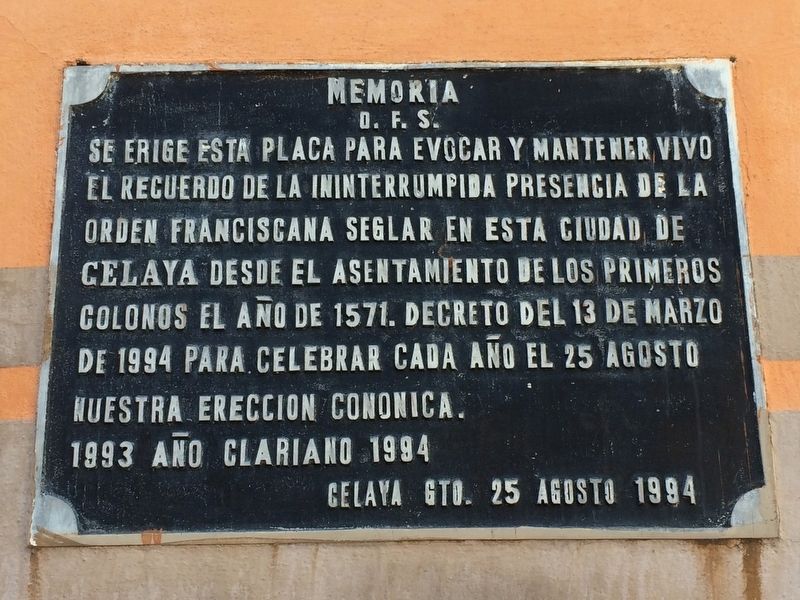 The First Franciscans in Celaya Marker image. Click for full size.