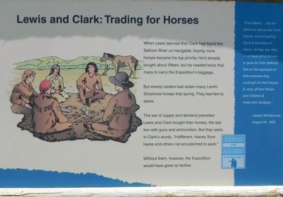 Lewis and Clark: Trading for Horses Marker. Click for full size. Lewis and Clark: Trading for Horses Marker image. Click for full size.