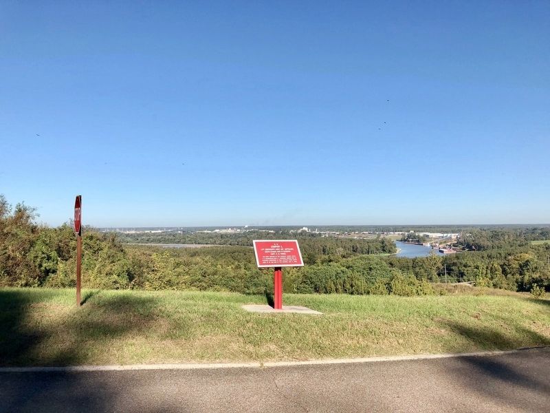 View of marker overlooking the Yazoo River below.. Click for full size. View of marker overlooking the Yazoo River below. image. Click for full size.