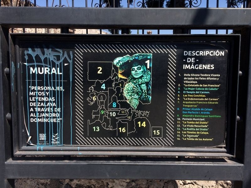 An interpretative panel describing the nearby mural. Click for full size. An interpretative panel describing the nearby mural image. Click for full size.