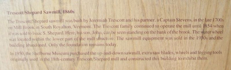 Trescott/Shepard Sawmill Photo Caption image. Click for full size.