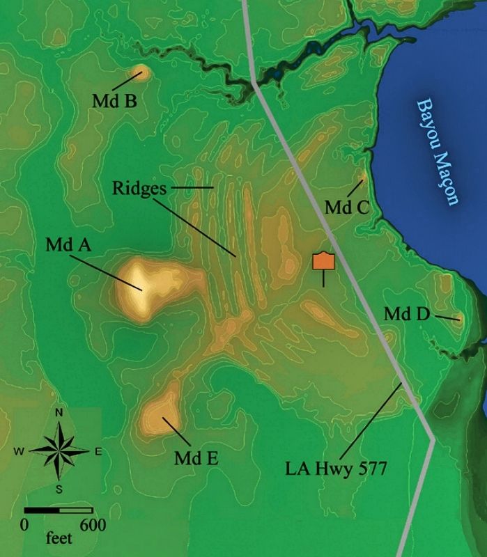 Mound B can be seen at top of Poverty Point map.. Click for full size. Mound B can be seen at top of Poverty Point map. image. Click for full size.