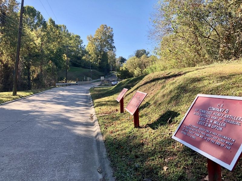 Marker (3rd from left) looking south on Fort Hill Road.. Click for full size. Marker (3rd from left) looking south on Fort Hill Road. image. Click for full size.