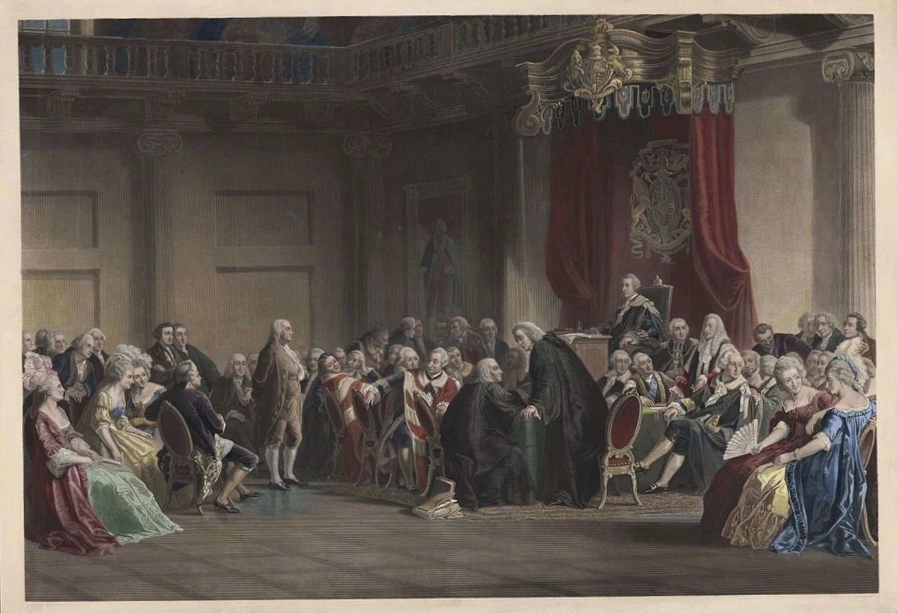 <i>Franklin before the lord's council, Whitehall Chapel, London, 1774</i> image. Click for full size.