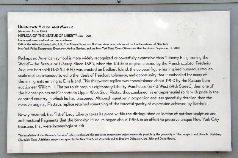 Replica of the Statue of Liberty, circa 1900 Marker. Click for full size. Replica of the Statue of Liberty, circa 1900 Marker image. Click for full size.