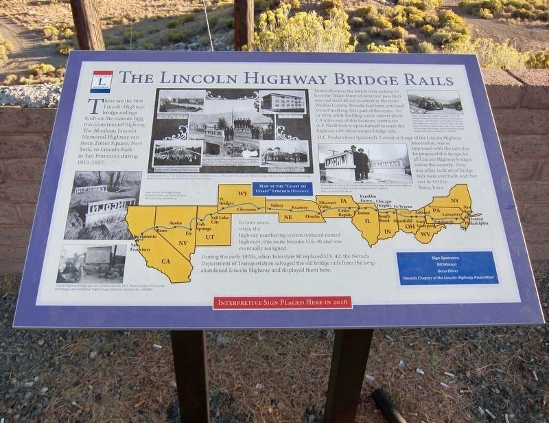 The Lincoln Highway Bridge Rails Marker image. Click for full size.