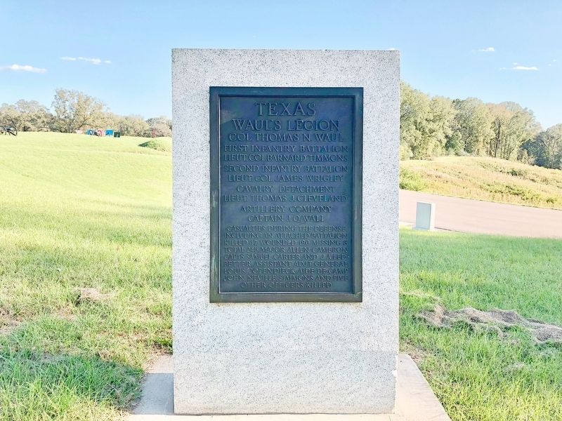 Texas Waul's Legion Marker with the Railroad Redoubt in background. image. Click for full size.