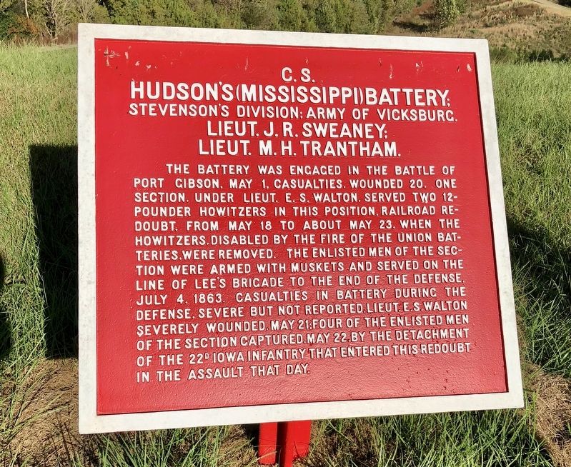 <small>C.S.</small> Hudson's (Mississippi) Battery; Marker image. Click for full size.