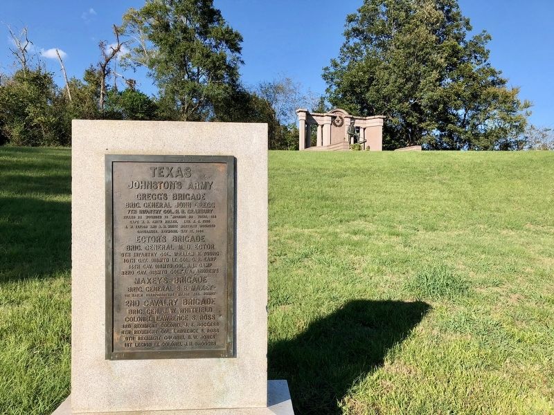 Texas Johnston's Army Marker with the Texas Monument in background. image. Click for full size.