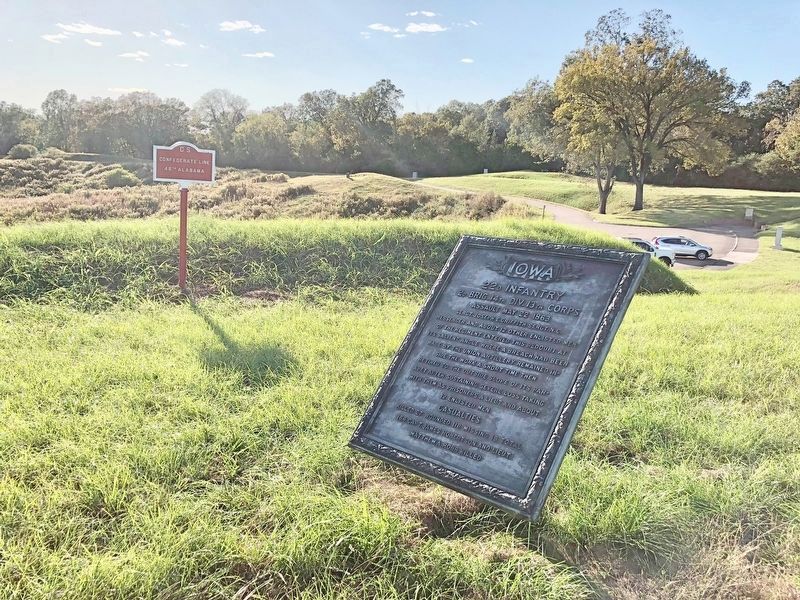 View of marker from top of the Railroad Redoubt.. Click for full size. View of marker from top of the Railroad Redoubt. image. Click for full size.