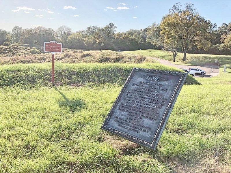 View of marker from top of the Railroad Redoubt. image. Click for full size.