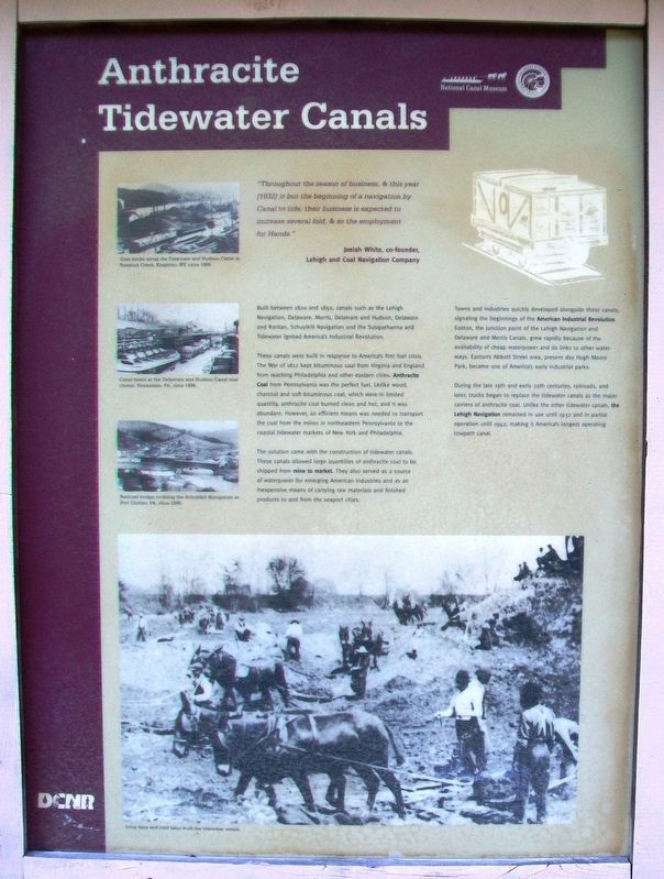 Anthracite Tidewater Canals Marker. Click for full size. Anthracite Tidewater Canals Marker image. Click for full size.