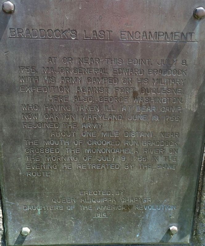 Braddock's Last Encampment Marker image. Click for full size.