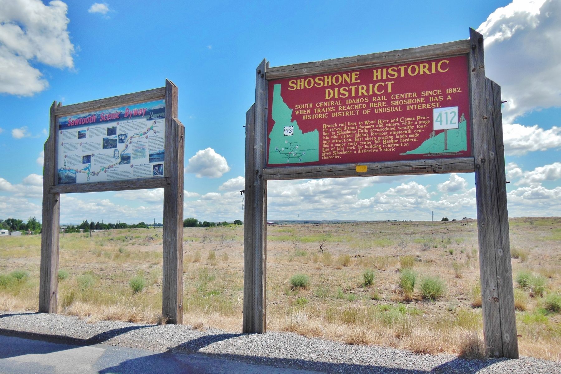 Shoshone Historic District Marker (<b><i>wide view</b></i>) image. Click for full size.