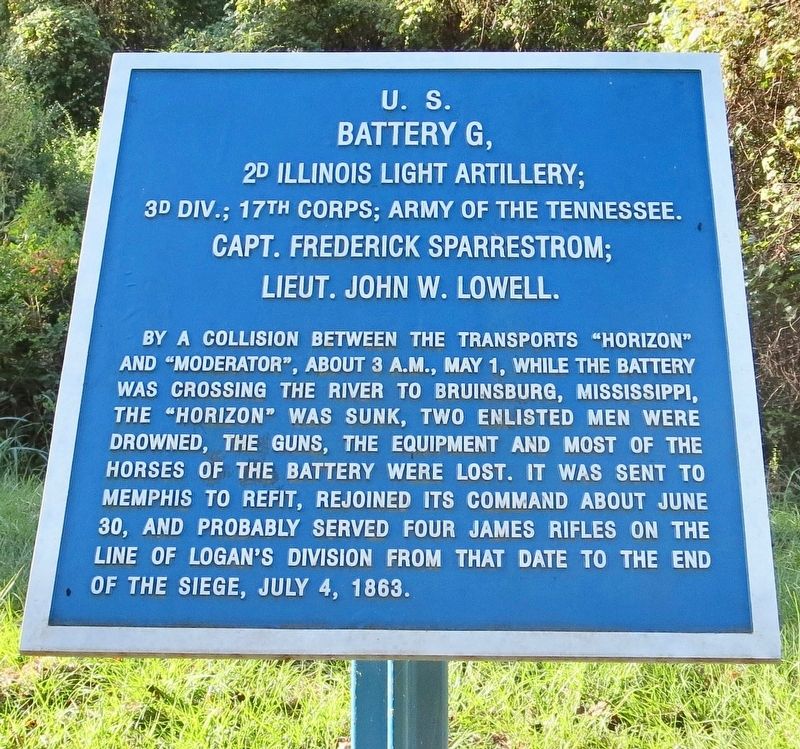 <small>U.S.</small> Battery G, Marker. Click for full size. <small>U.S.</small> Battery G, Marker image. Click for full size.