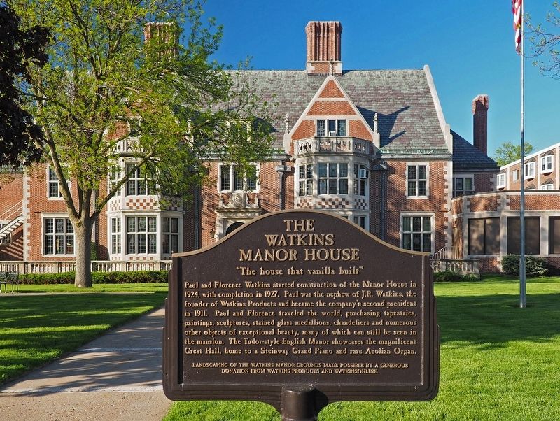 The Watkins Manor House marker with house in background image. Click for full size.