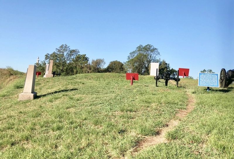 View of marker (on left) atop the Third Louisiana Redan.. Click for full size. View of marker (on left) atop the Third Louisiana Redan. image. Click for full size.