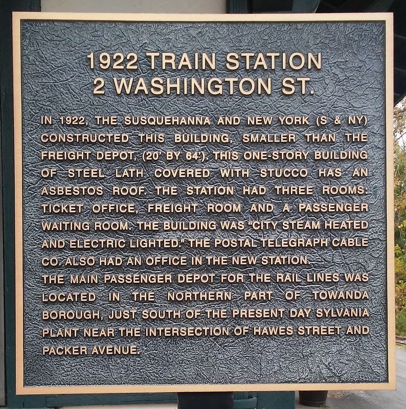 1922 Train Station Marker image. Click for full size.