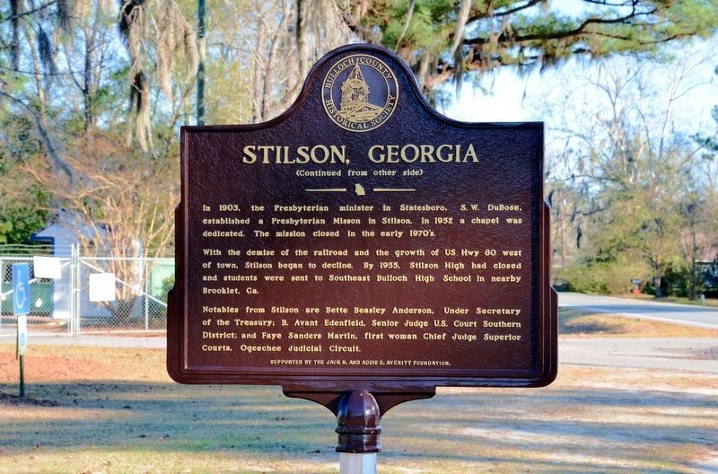 Stilson, Georgia Marker (Side 2) image. Click for full size.