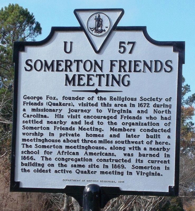 Somerton Friends Meeting Marker. Click for full size. Somerton Friends Meeting Marker image. Click for full size.