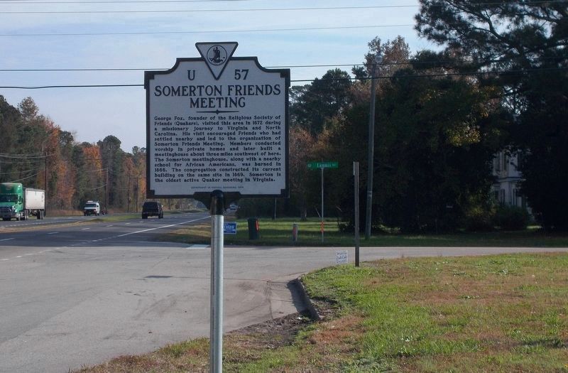 The obverse of "Somerton Friends Meeting" faces south.. Click for full size. The obverse of "Somerton Friends Meeting" faces south. image. Click for full size.