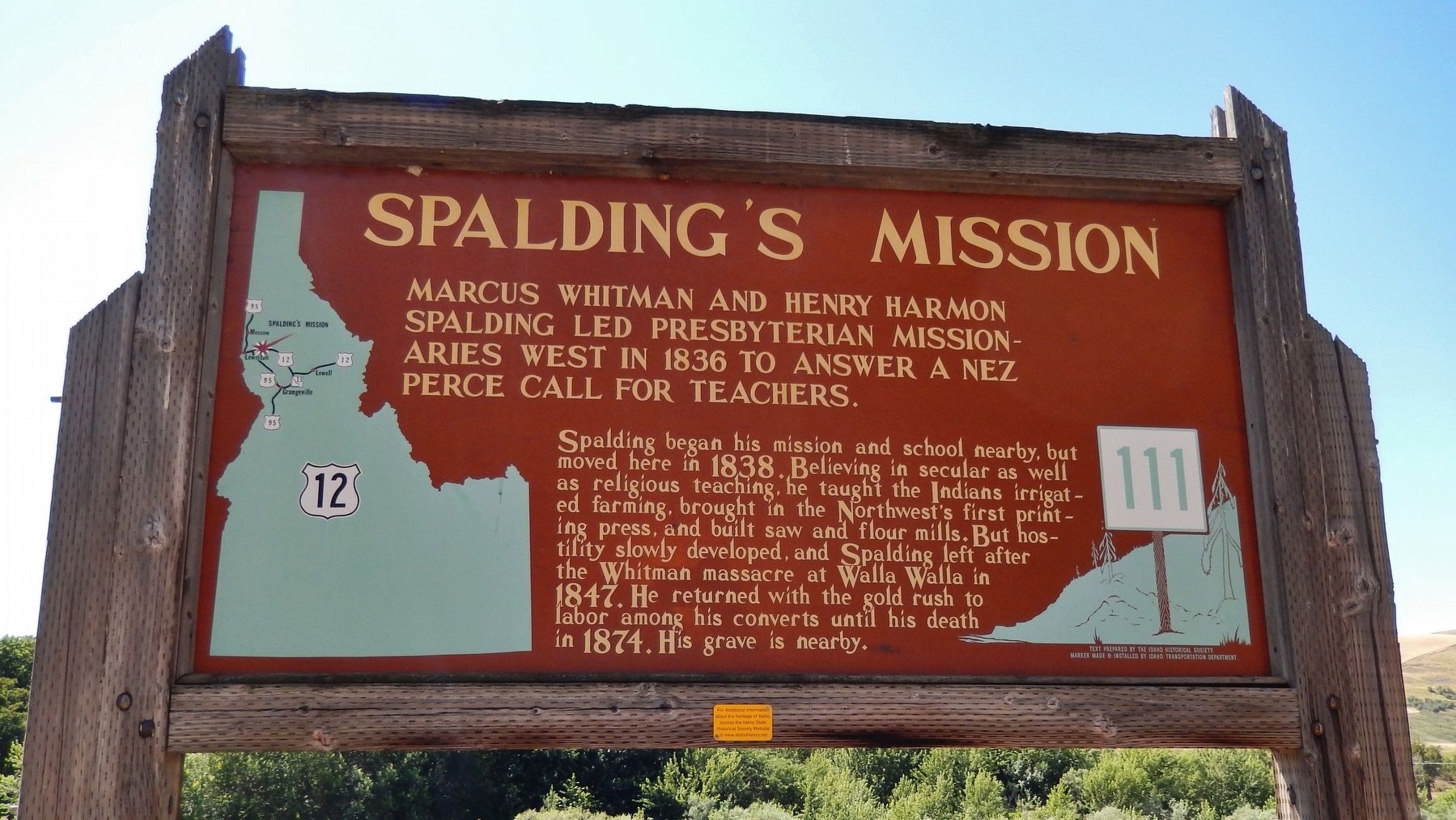 Spalding's Mission Marker image. Click for full size.