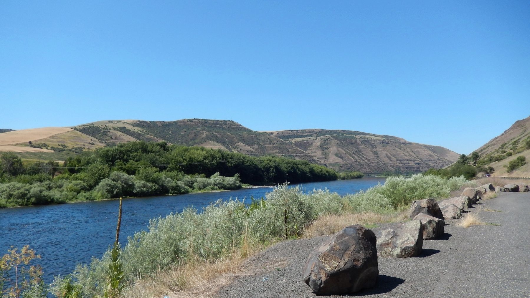 view of Clearwater River west from Spalding's Mission Marker image. Click for full size.