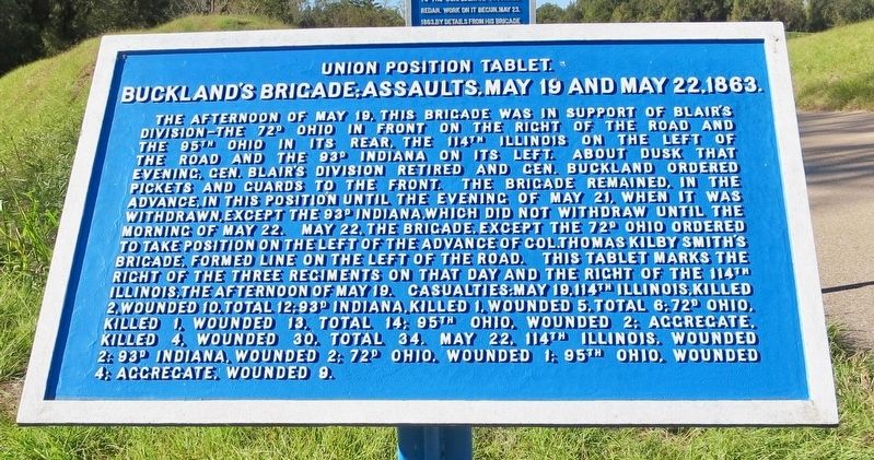 Buckland's Brigade; Assaults, May 19 and May 22, 1863. Marker image. Click for full size.