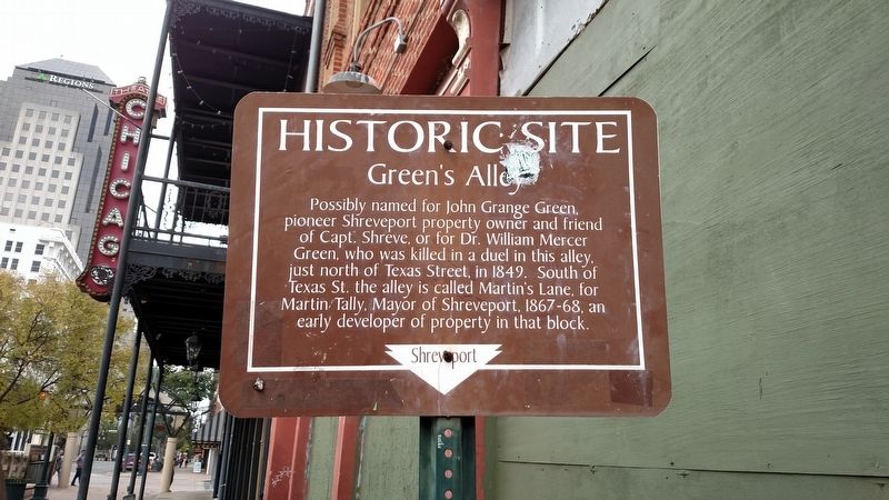 Green's Alley Marker image. Click for full size.