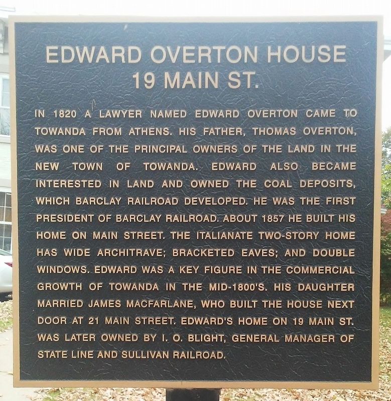Edward Overton House Marker image. Click for full size.