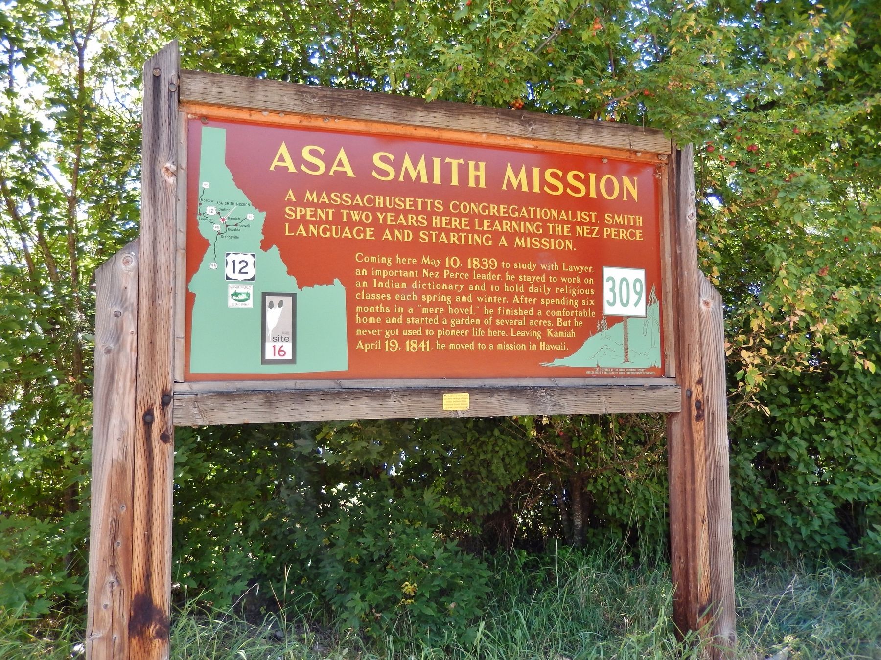 Asa Smith Mission Marker (<i>wide view</i>). Click for full size. Asa Smith Mission Marker (<i>wide view</i>) image. Click for full size.