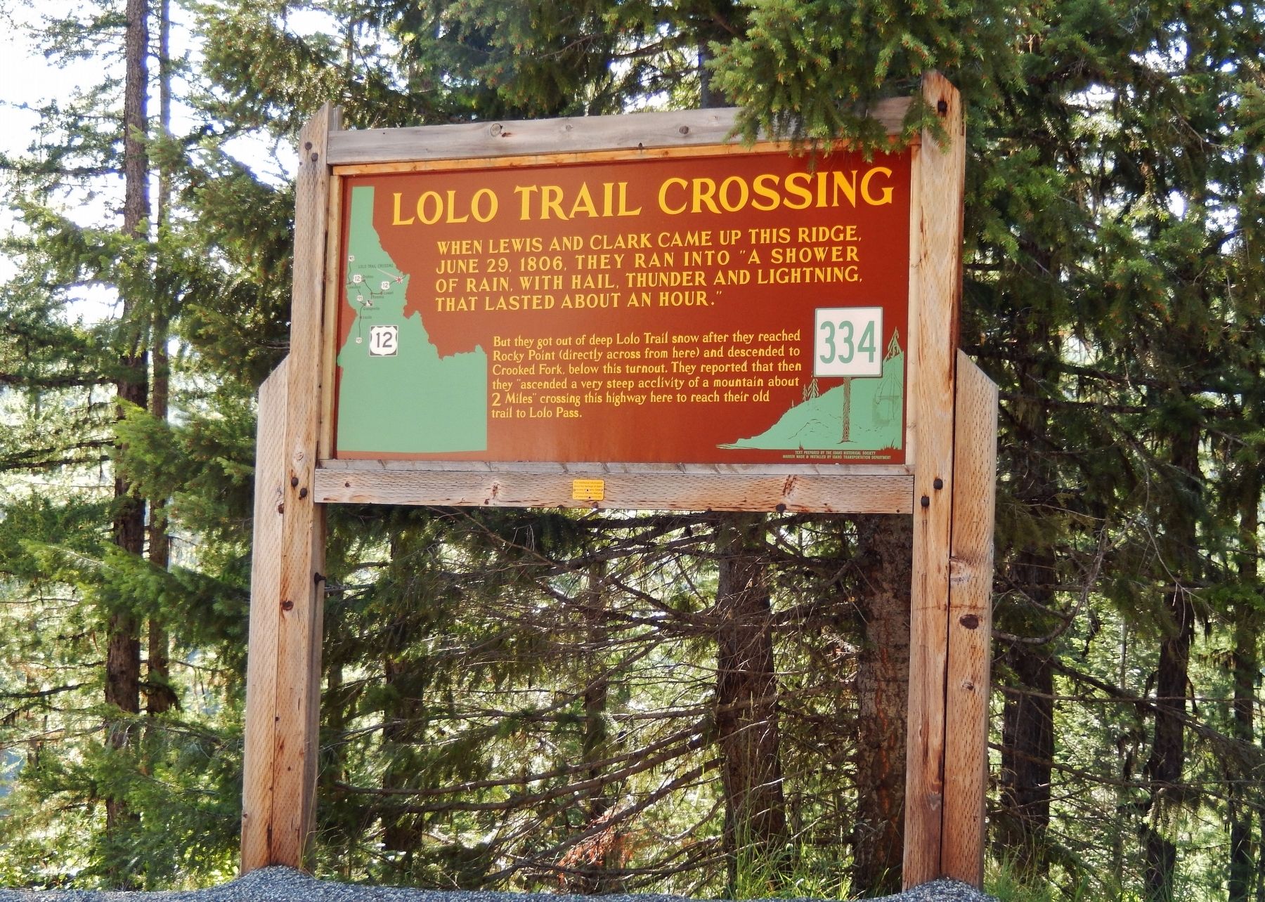 Lolo Trail Crossing Marker (<i>wide view</i>) image. Click for full size.